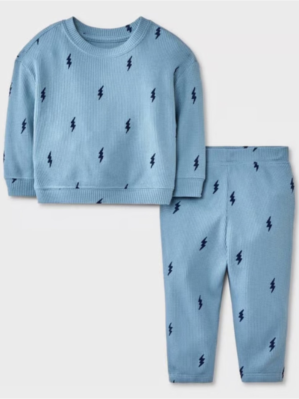 NWT Cat & Jack Blue Lightning-Print Baby Waffle Set 12m